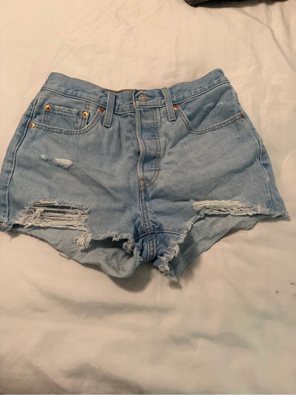 Levi’s 501 Light Blue Distressed Denim High-Waist Women's Shorts